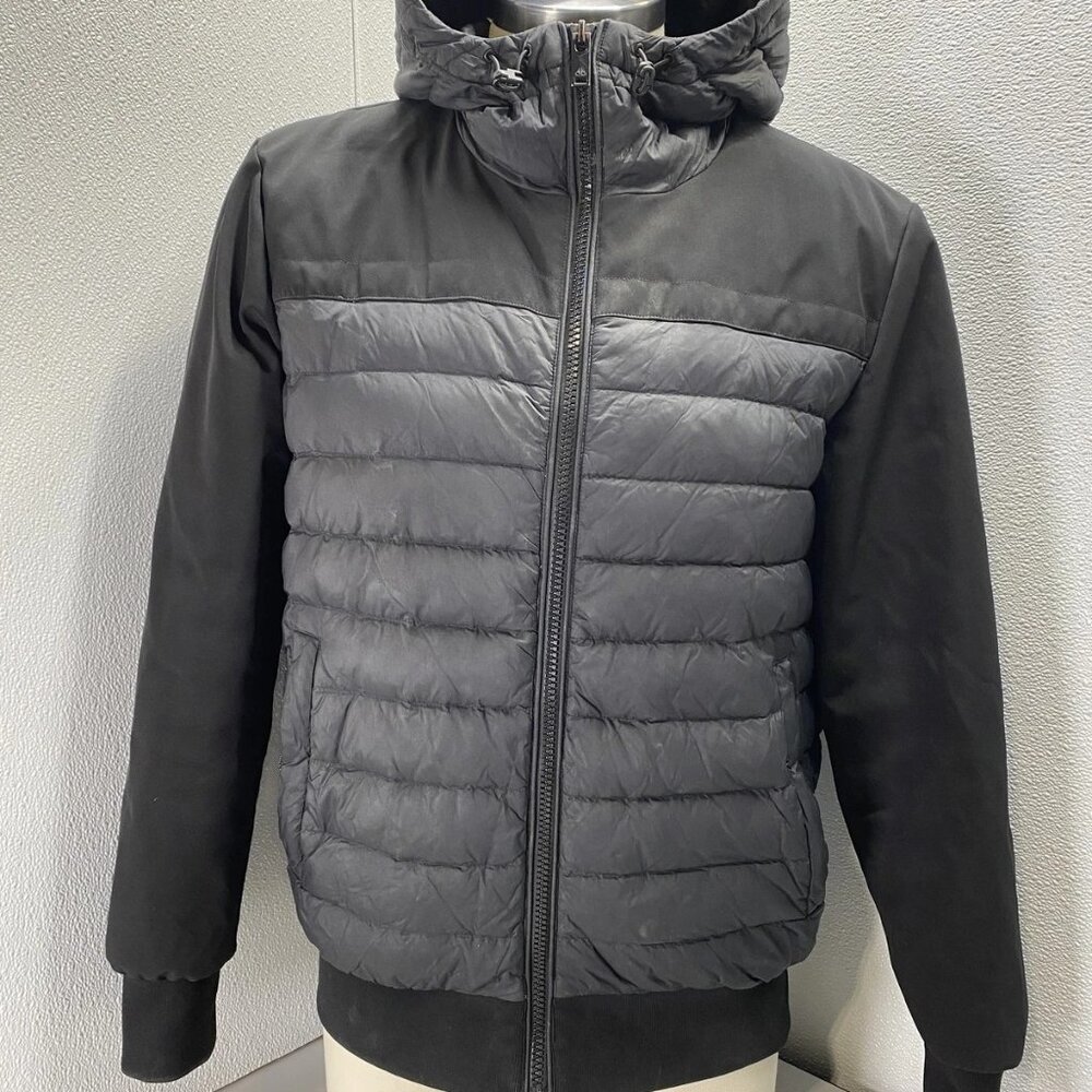 MOOSE KNUCKLES Men’s Glenvale Knit Hybrid Puffy Jacket – Black, Size L